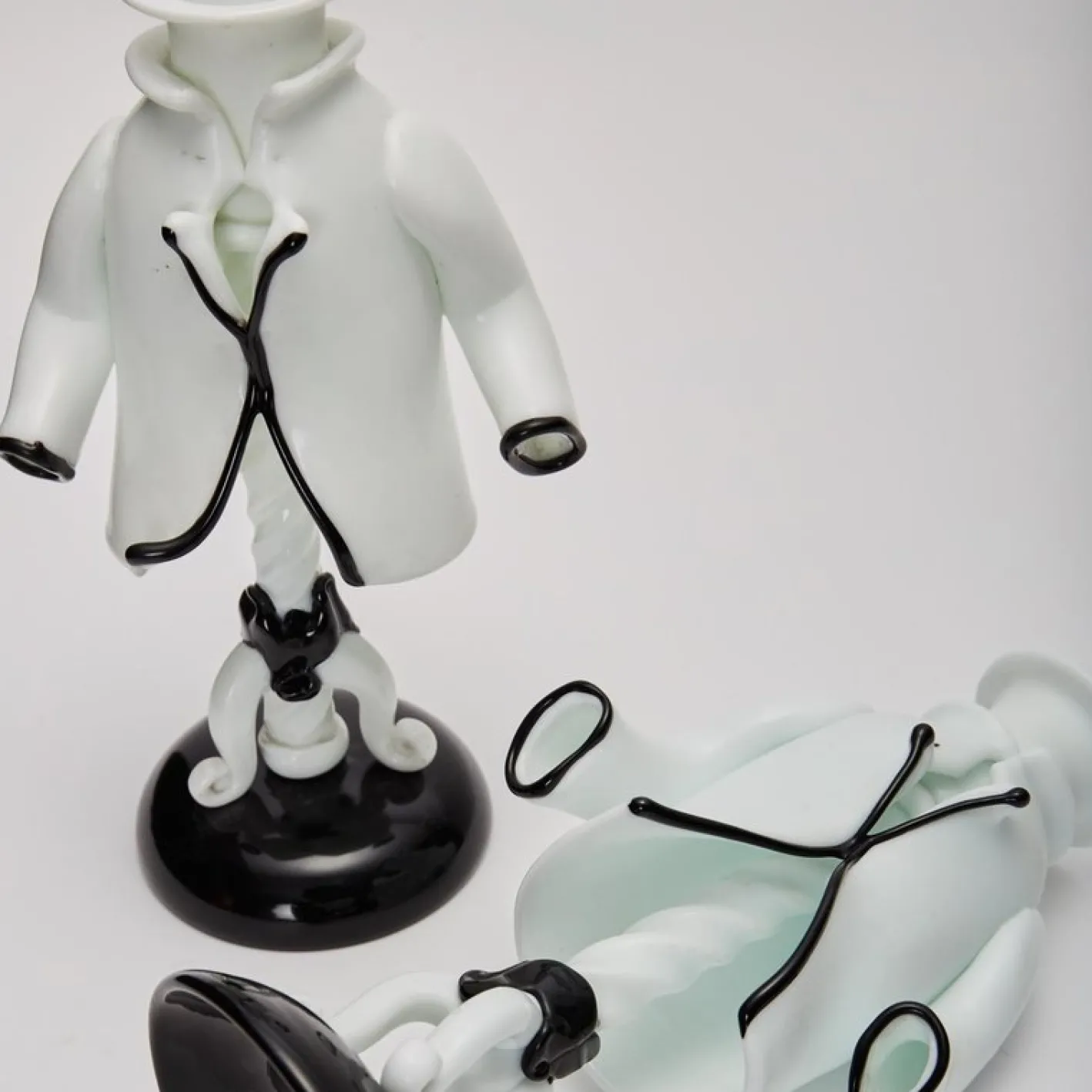Italienische Kerzenhalter von Fulvio Bianconi für Venini, Murano, 1940, 2er Set