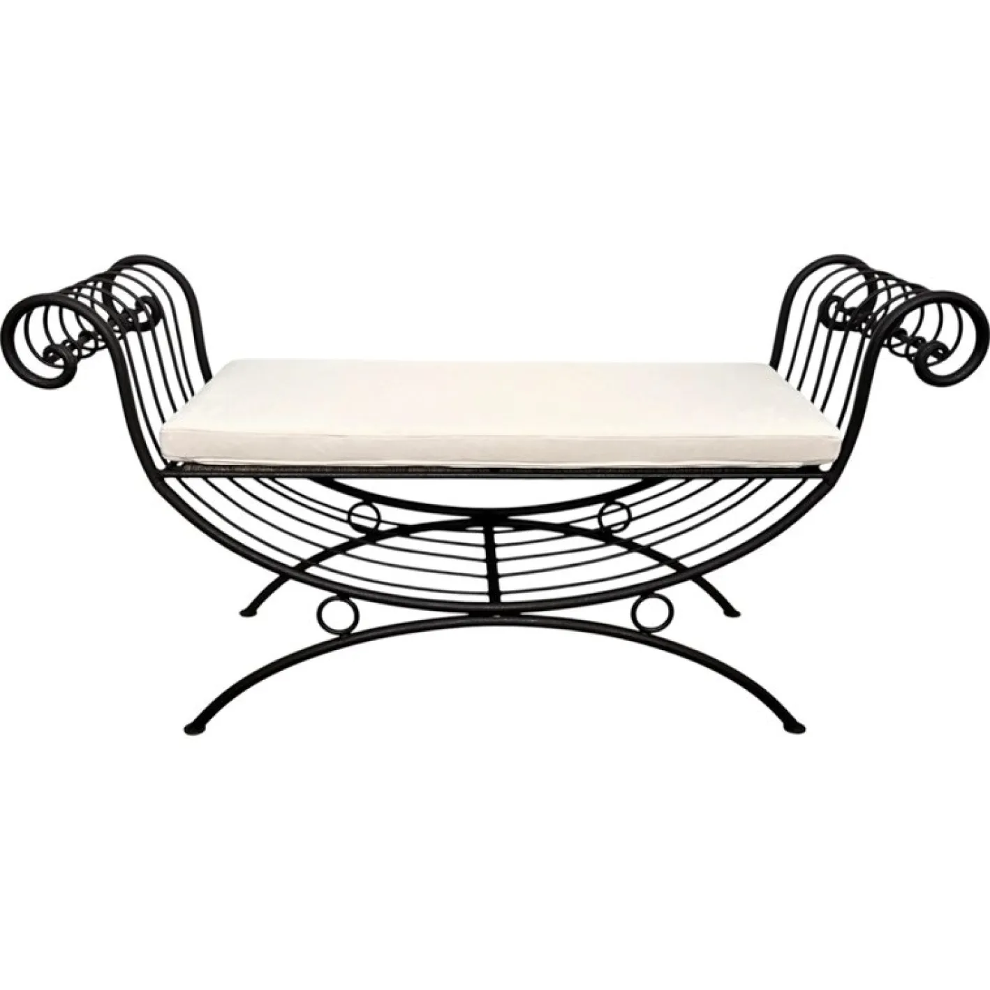 Italienische Metall Eisen Bank mit Rollarm, 1960er