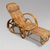 Italienische Mid-Century Chaiselongue Sonnenliege aus Bambus & Rattan, 1950