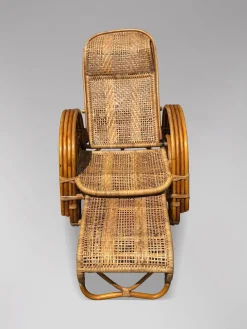 Italienische Mid-Century Chaiselongue Sonnenliege aus Bambus & Rattan, 1950