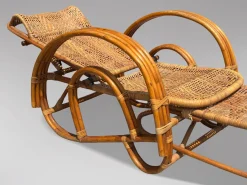 Italienische Mid-Century Chaiselongue Sonnenliege aus Bambus & Rattan, 1950