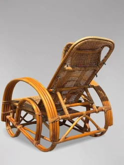 Italienische Mid-Century Chaiselongue Sonnenliege aus Bambus & Rattan, 1950