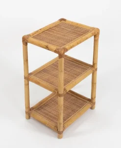 Italienische Mid-Century Modern Beistelltische aus Bambus, Rattan & Korbgeflecht, 1970er, 2er Set