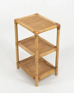 Italienische Mid-Century Modern Beistelltische aus Bambus, Rattan & Korbgeflecht, 1970er, 2er Set