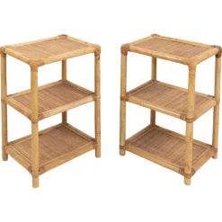 Italienische Mid-Century Modern Beistelltische aus Bambus, Rattan & Korbgeflecht, 1970er, 2er Set