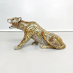 Italienische Mid-Century Modern Cheetah Keramik Statue, 1960er