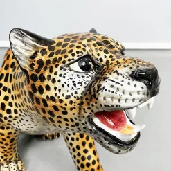 Italienische Mid-Century Modern Cheetah Keramik Statue, 1960er