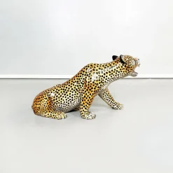 Italienische Mid-Century Modern Cheetah Keramik Statue, 1960er