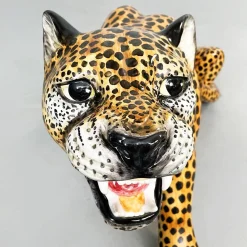 Italienische Mid-Century Modern Cheetah Keramik Statue, 1960er
