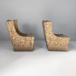 Italienische Mid-Century Modern Sessel aus Holz & Stoff, 1950er, 2er Set