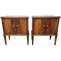 Italienische Mid-Century Nachttische aus Holz, 1950er, 2er Set