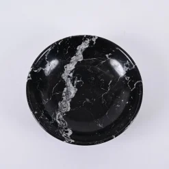 Italienische Mid-Century Schale aus schwarzem Marmor mit weißer Maserung, 1950er