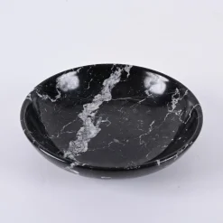 Italienische Mid-Century Schale aus schwarzem Marmor mit weißer Maserung, 1950er
