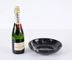 Italienische Mid-Century Schale aus schwarzem Marmor mit weißer Maserung, 1950er