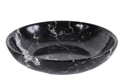 Italienische Mid-Century Schale aus schwarzem Marmor mit weißer Maserung, 1950er