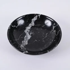 Italienische Mid-Century Schale aus schwarzem Marmor mit weißer Maserung, 1950er