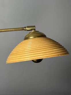 Italienische Mid-Century Tischlampe aus Rattan, Bambus & Messing, 1970er