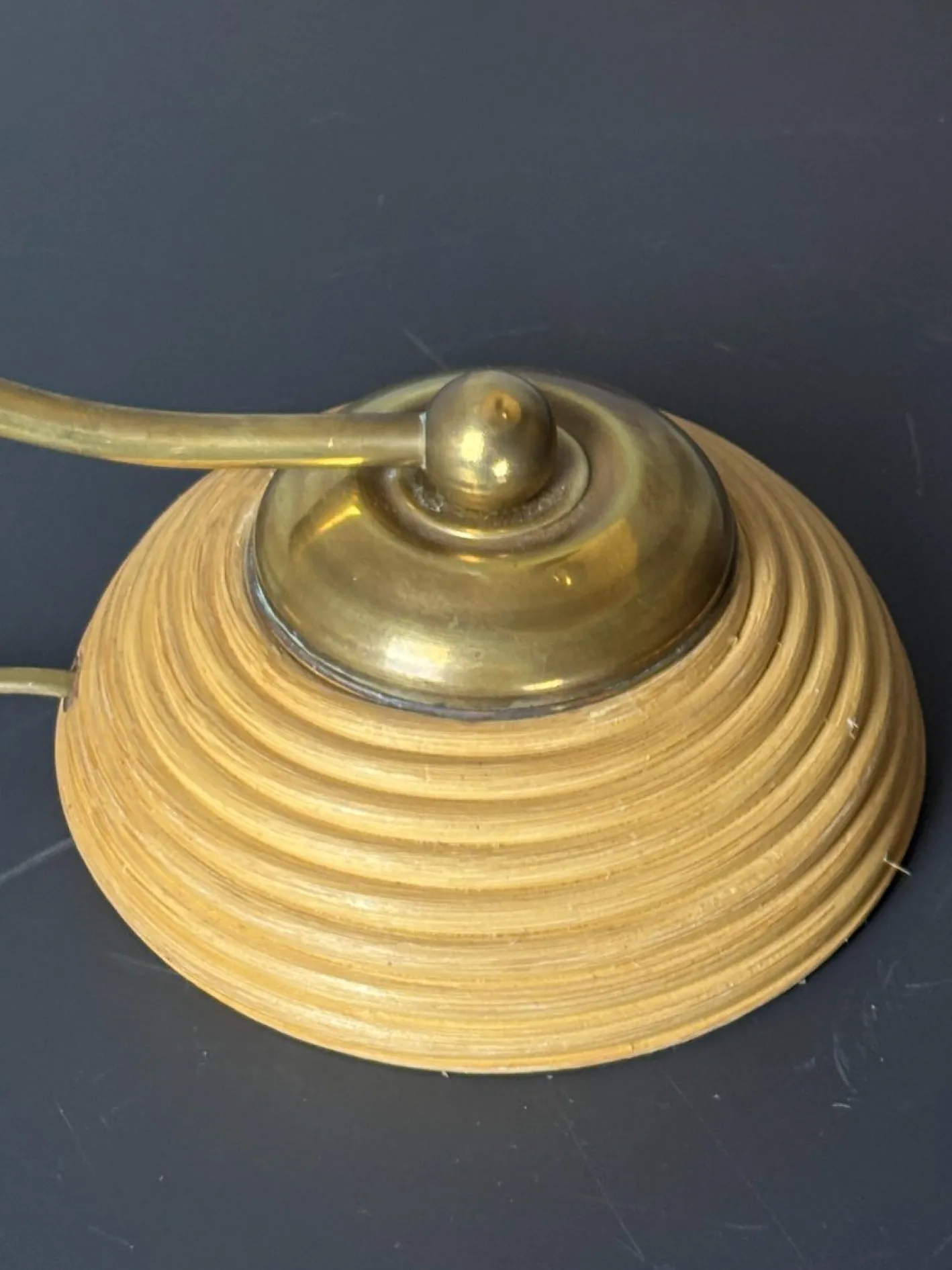 Italienische Mid-Century Tischlampe aus Rattan, Bambus & Messing, 1970er