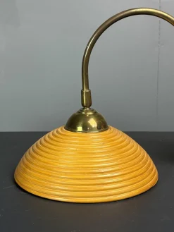 Italienische Mid-Century Wandleuchte aus Bleistiftrohrblatt aus Rattan, Bambus & Messing, 1970er