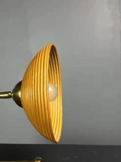 Italienische Mid-Century Wandleuchte aus Bleistiftrohrblatt aus Rattan, Bambus & Messing, 1970er