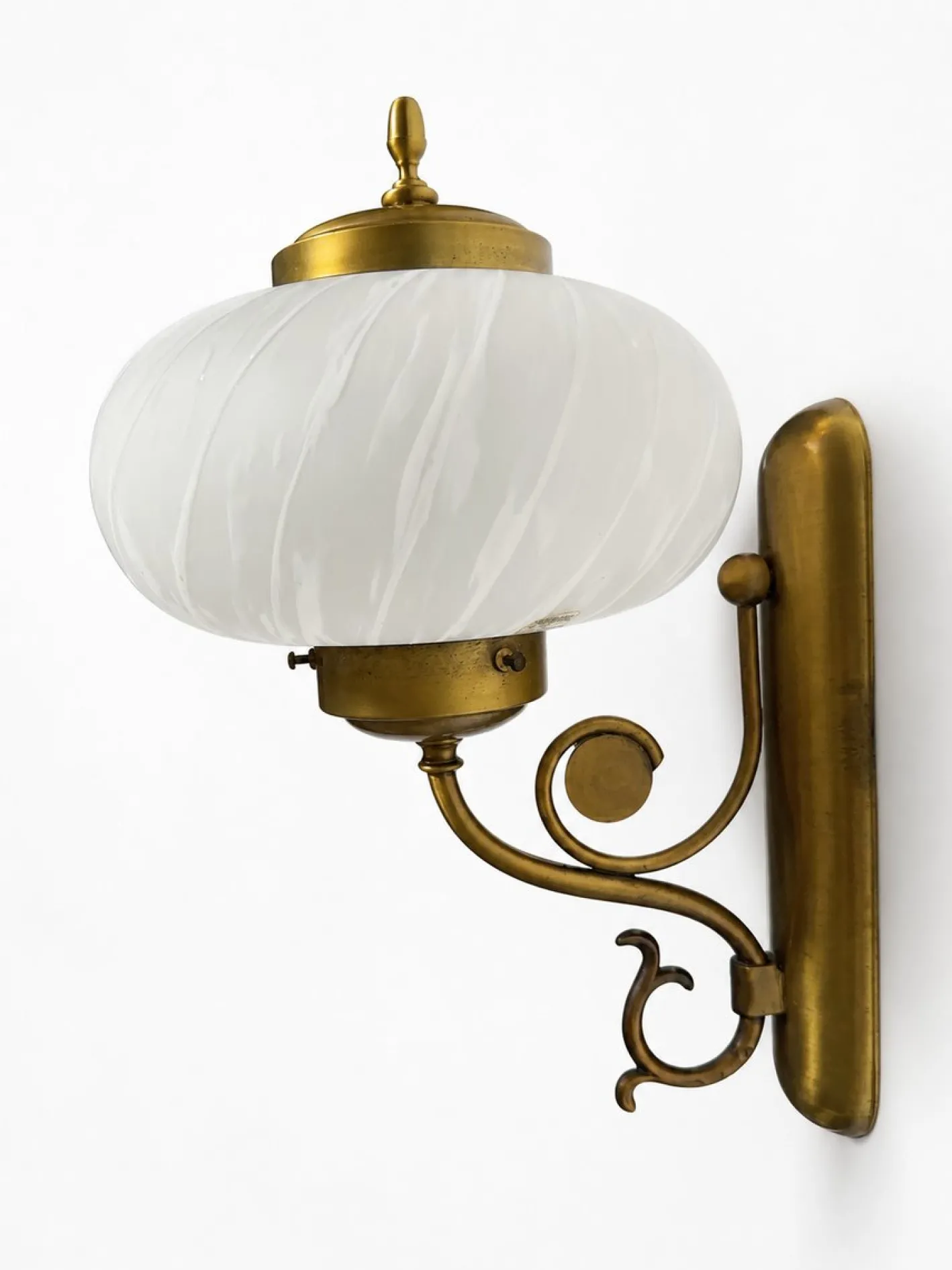 Italienische Mid-Century Wandleuchte aus Messing & Muranoglas von Vetreria Lag, 1970er