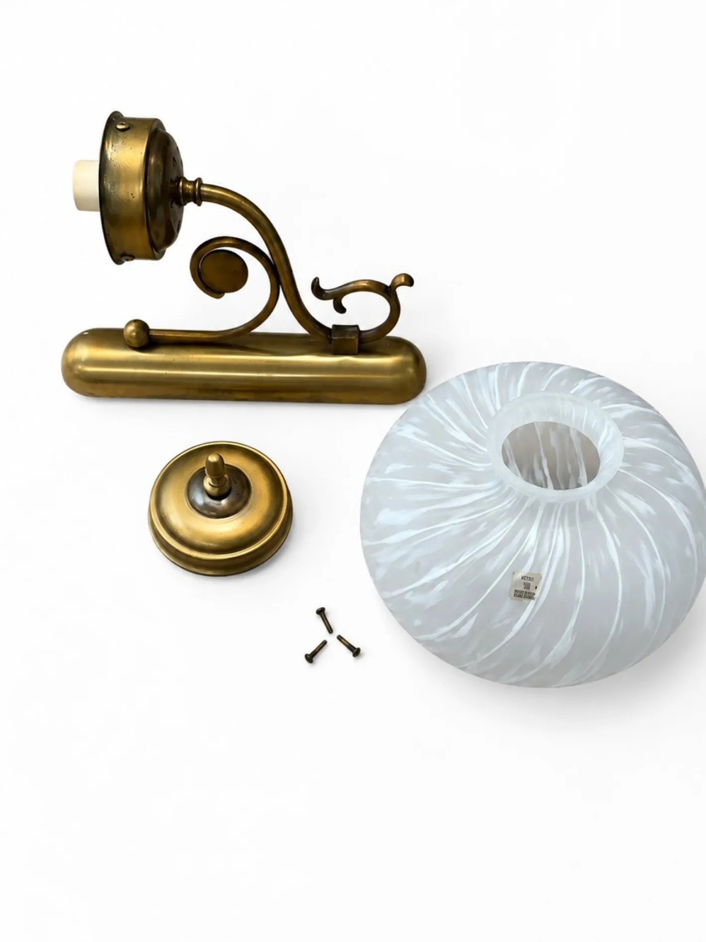 Italienische Mid-Century Wandleuchte aus Messing & Muranoglas von Vetreria Lag, 1970er