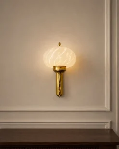 Italienische Mid-Century Wandleuchte aus Messing & Muranoglas von Vetreria Lag, 1970er