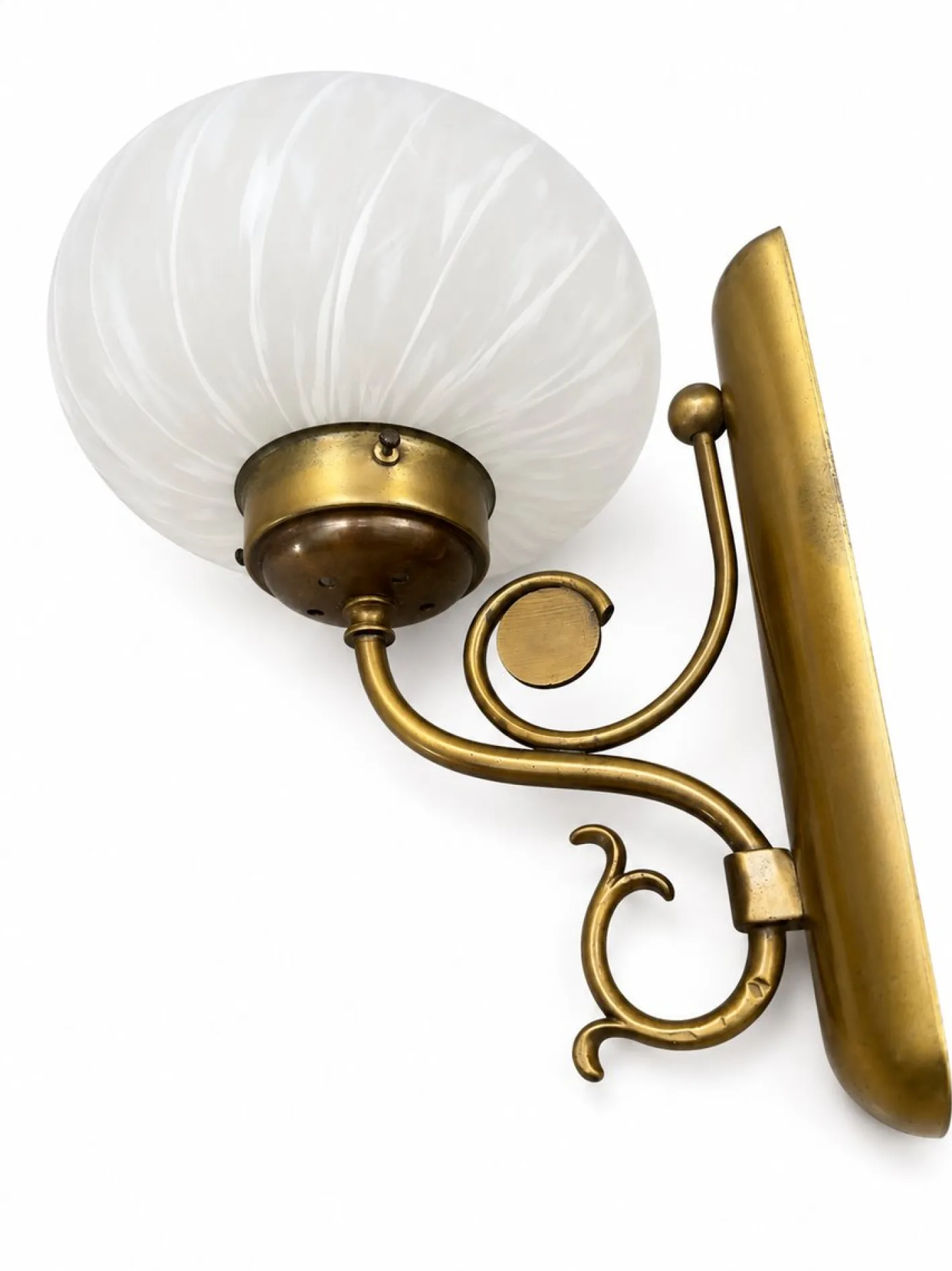 Italienische Mid-Century Wandleuchte aus Messing & Muranoglas von Vetreria Lag, 1970er