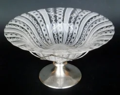 Italienische Murano Schale aus Zanfirico Glas & Silber von Barovier & Toso, 1950er