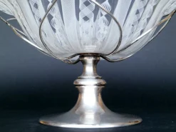 Italienische Murano Schale aus Zanfirico Glas & Silber von Barovier & Toso, 1950er