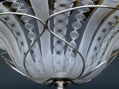 Italienische Murano Schale aus Zanfirico Glas & Silber von Barovier & Toso, 1950er
