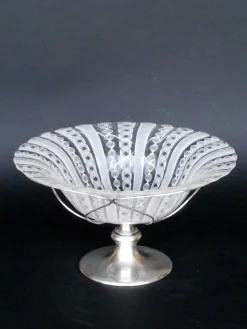 Italienische Murano Schale aus Zanfirico Glas & Silber von Barovier & Toso, 1950er
