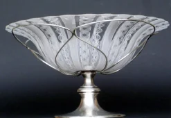 Italienische Murano Schale aus Zanfirico Glas & Silber von Barovier & Toso, 1950er