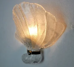Italienische Muschel Wandlampe aus Murano Glas, 1970