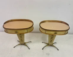 Italienische Nachttische oder Nachttische aus Pergament, 1950er, 2er Set
