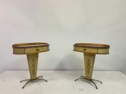 Italienische Nachttische oder Nachttische aus Pergament, 1950er, 2er Set