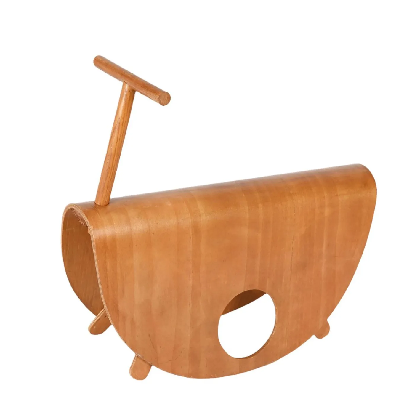 Italienischer Astolfo Kinder Schaukelstuhl aus gebogenem Schichtholz von Peppe de Giuli für Design M, 1979