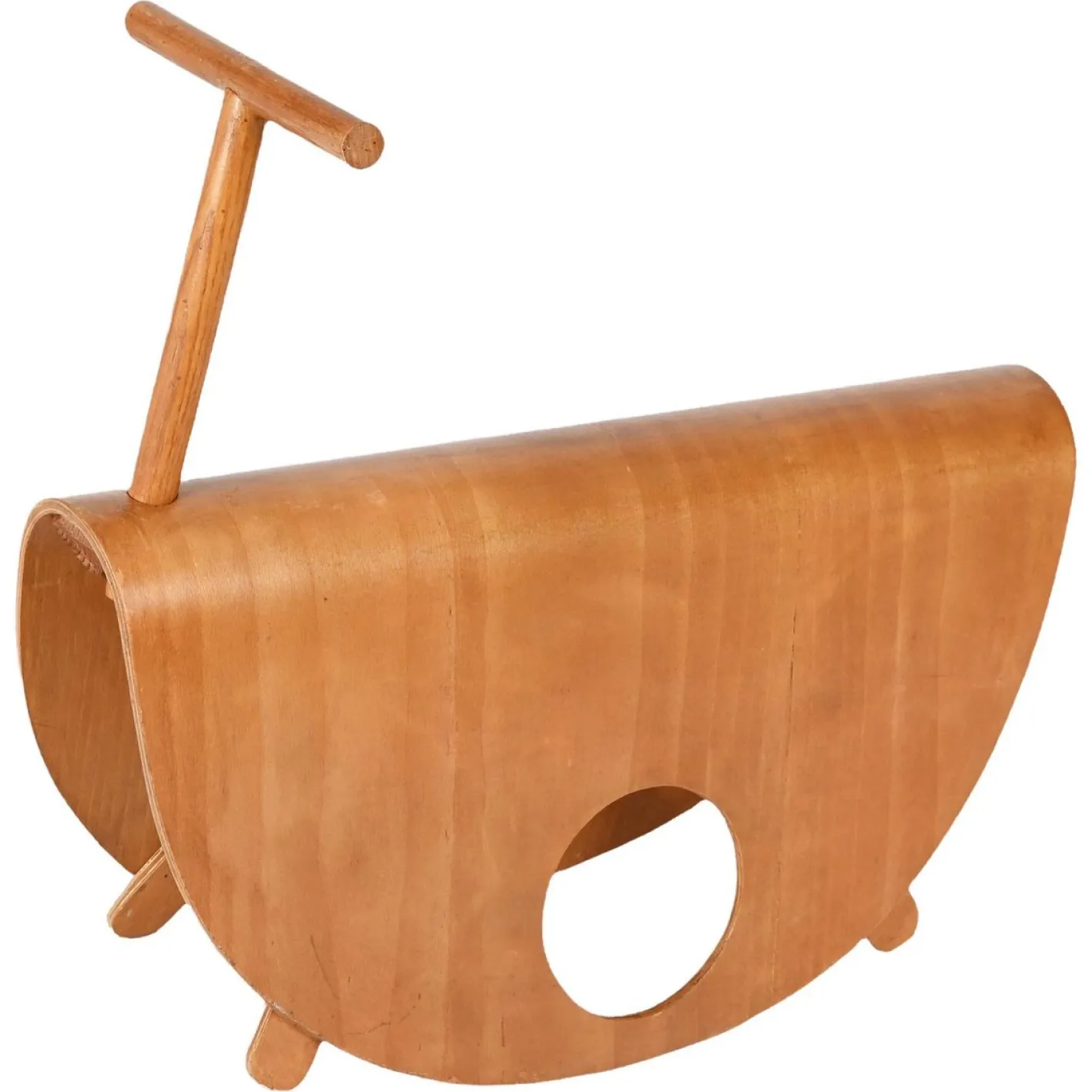Italienischer Astolfo Kinder Schaukelstuhl aus gebogenem Schichtholz von Peppe de Giuli für Design M, 1979