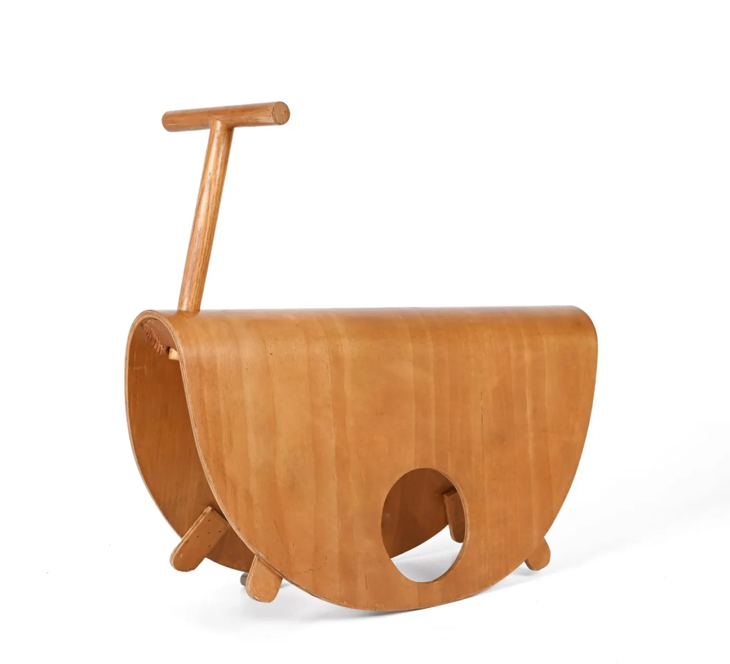 Italienischer Astolfo Kinder Schaukelstuhl aus gebogenem Schichtholz von Peppe de Giuli für Design M, 1979