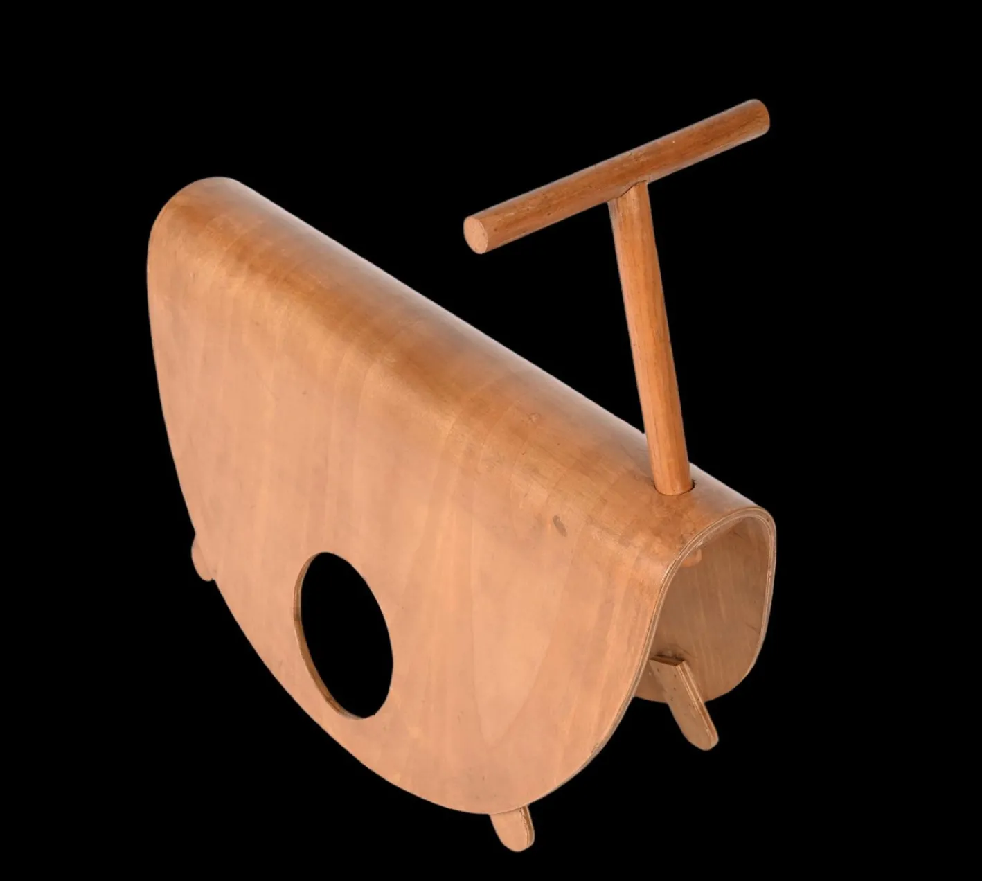 Italienischer Astolfo Kinder Schaukelstuhl aus gebogenem Schichtholz von Peppe de Giuli für Design M, 1979