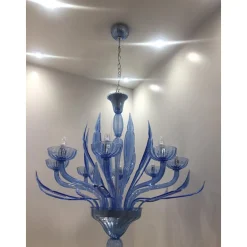 Italienischer Bluino Kronleuchter aus Muranoglas von Simoeng