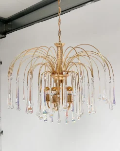 Italienischer Cascata Kronleuchter mit Murano Tropfen, 1970er