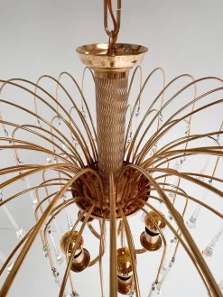 Italienischer Cascata Kronleuchter mit Murano Tropfen, 1970er