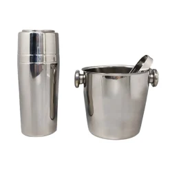 Italienischer Cocktailshaker mit Eiskübel von Mepra, 1970er, 3er Set