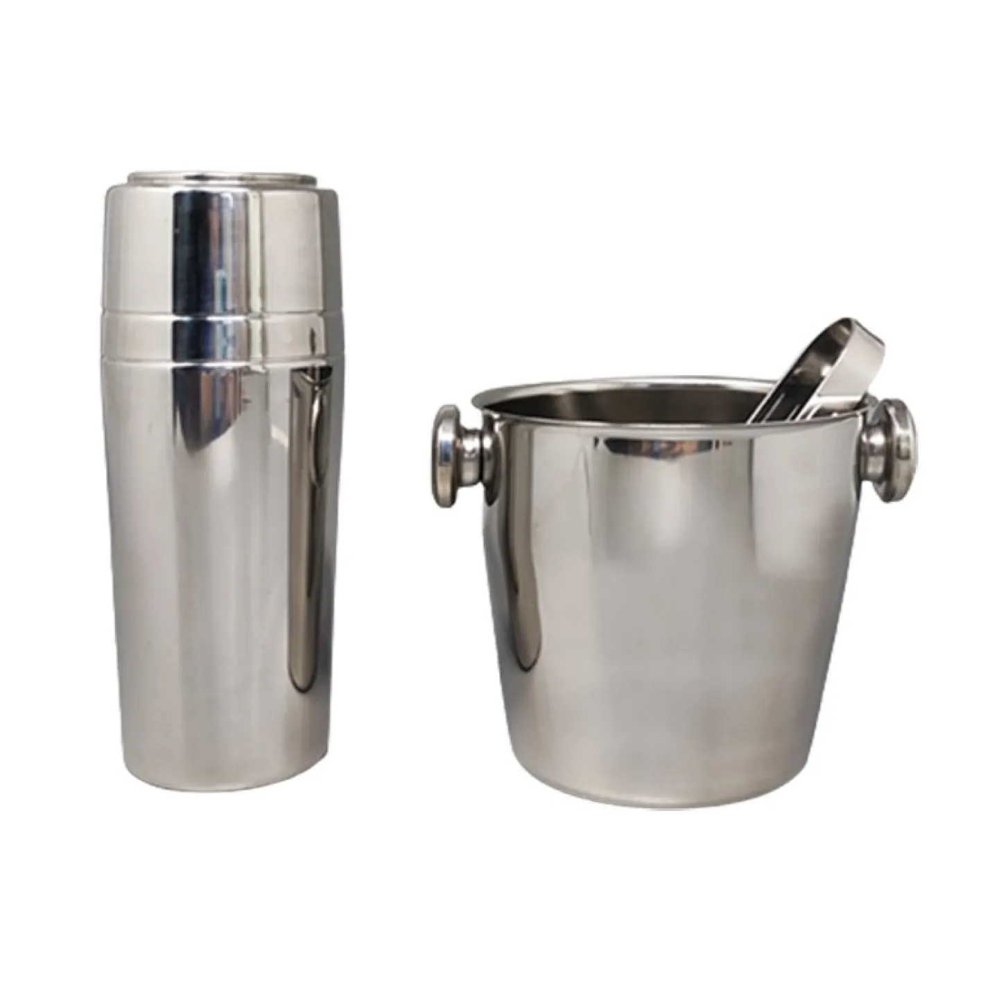 Italienischer Cocktailshaker mit Eiskübel von Mepra, 1970er, 3er Set