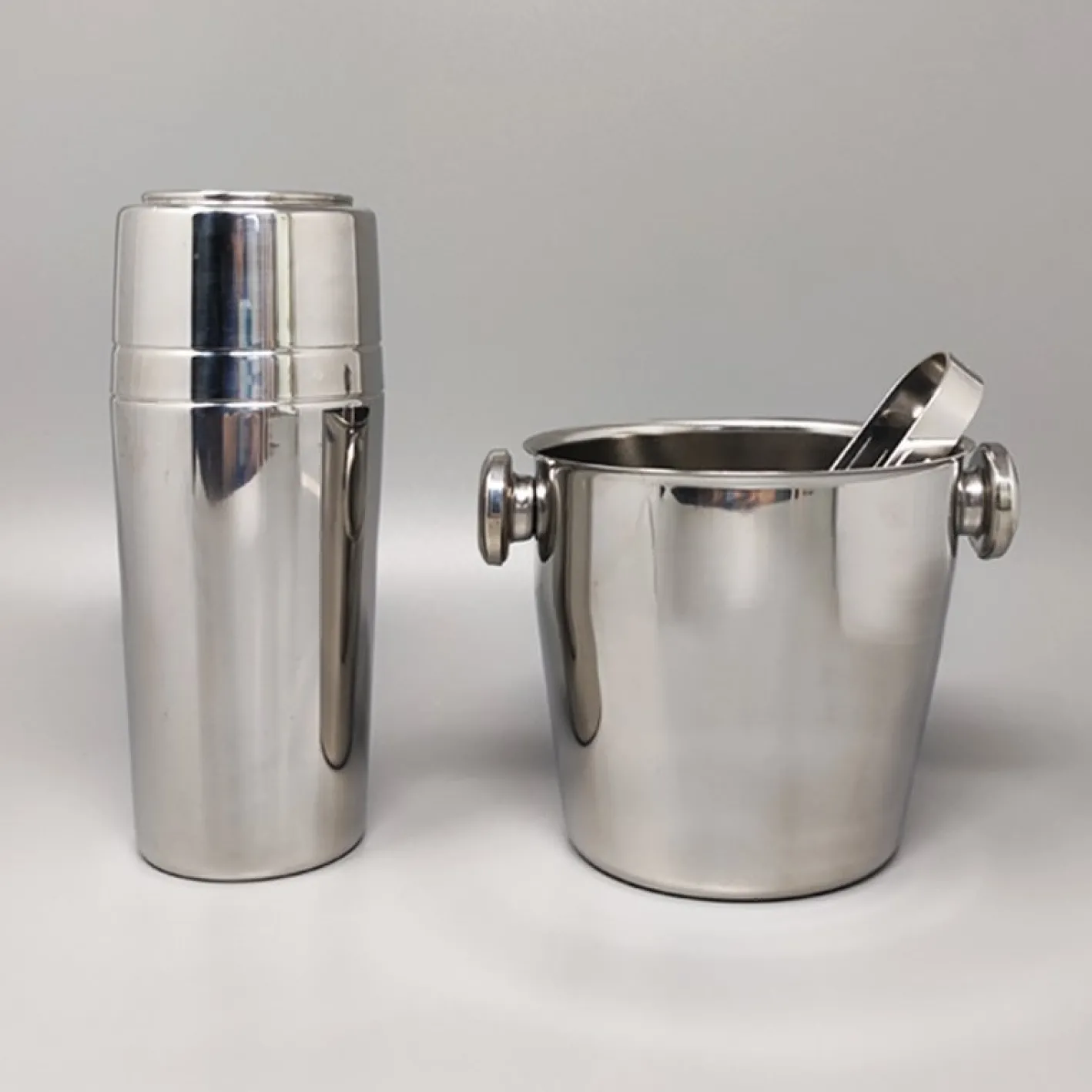 Italienischer Cocktailshaker mit Eiskübel von Mepra, 1970er, 3er Set
