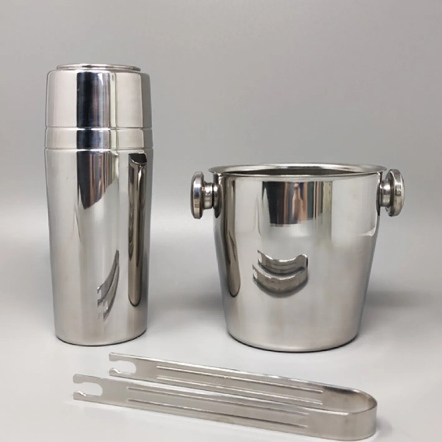 Italienischer Cocktailshaker mit Eiskübel von Mepra, 1970er, 3er Set