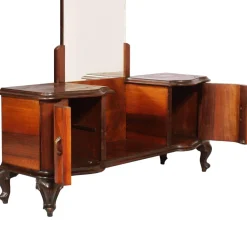 Italienischer Frisiertisch aus Nussholz & Wurzelholz Furnier im Chippendale Stil, 1940er