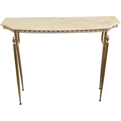 Italienischer Hollywood Regency Konsolentisch aus Messing & Marmor, 1950er