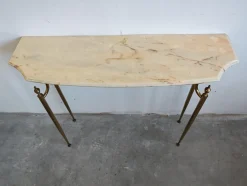Italienischer Hollywood Regency Konsolentisch aus Messing & Marmor, 1950er